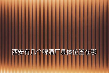 西安有幾個啤酒廠具體位置在哪