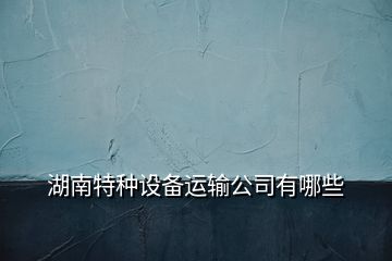 湖南特種設備運輸公司有哪些