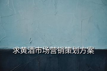 求黃酒市場營銷策劃方案