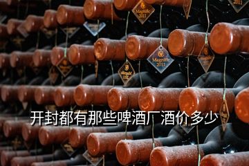 開封都有那些啤酒廠酒價多少