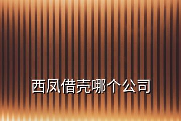 西鳳借殼哪個(gè)公司