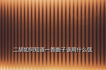 二胡如何知道一首曲子該用什么弦