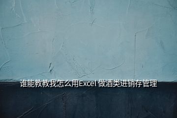 誰能教教我怎么用Excel 做酒類進(jìn)銷存管理