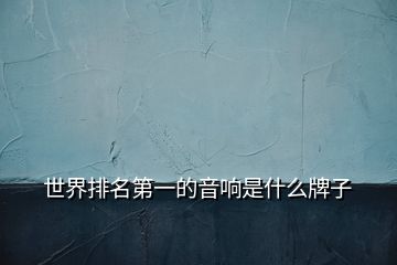 世界排名第一的音響是什么牌子