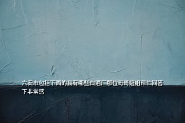 六安市包括下面的縣有哪些白酒廠那位哥哥姐姐幫忙回答下非常感