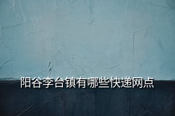 陽谷李臺鎮(zhèn)有哪些快遞網(wǎng)點(diǎn)