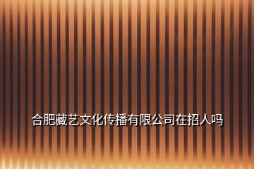 合肥藏藝文化傳播有限公司在招人嗎