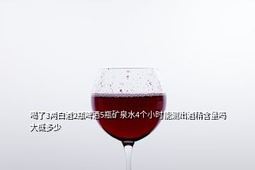 喝了3兩白酒2瓶啤酒5瓶礦泉水4個小時能測出酒精含量嗎大概多少