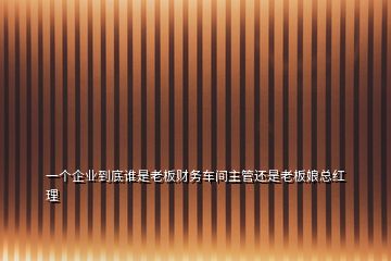 一個(gè)企業(yè)到底誰(shuí)是老板財(cái)務(wù)車(chē)間主管還是老板娘總紅理