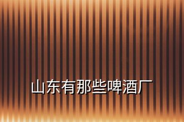 山東有那些啤酒廠