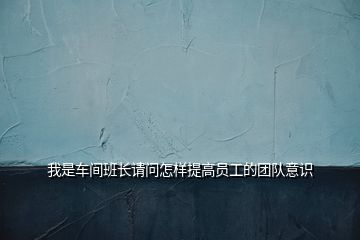 我是車間班長(zhǎng)請(qǐng)問(wèn)怎樣提高員工的團(tuán)隊(duì)意識(shí)